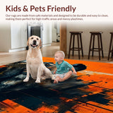 Ultra Soft Area Rug, Non Slip, Stain Resistant, Washable Area Rugs for Living Room, Bedroom, Rustic Earthy Wolf Motif(Orange)