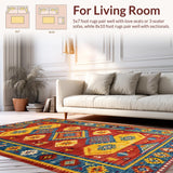 Ultra Soft Area Rug, Non Slip, Stain Resistant, Washable Area Rugs for Living Room, Bedroom, Rustic Abstract Color Splash(Red)