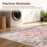 Ultra Soft Area Rug, Non Slip, Stain Resistant, Washable Area Rugs for Living Room, Bedroom, Chic Blush Floral Motif(Pink)