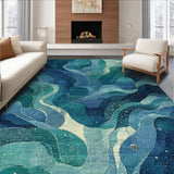 Ultra Soft Area Rug, Non Slip, Stain Resistant, Washable Area Rugs for Living Room, Bedroom, Fouiunler Ocean Trap Runner Rug Nautical Sea Life Artwork with Non-Slip Design(Blue)