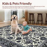 Ultra Soft Area Rug, Non Slip, Stain Resistant, Washable Area Rugs for Living Room, Bedroom, Luxurious Black and Grey Medallion(Beige)