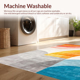 Ultra Soft Area Rug, Non Slip, Stain Resistant, Washable Area Rugs for Living Room, Bedroom, Chic Geometric Patterned Runner(Orange)