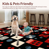 Ultra Soft Area Rug, Non Slip, Stain Resistant, Washable Area Rugs for Living Room, Bedroom, Eclectic Geometric Pattern Fusion(Red)