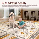 Ultra Soft Area Rug, Non Slip, Stain Resistant, Washable Area Rugs for Living Room, Bedroom, Chic Neutral Animal Motif(Beige)