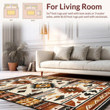 Ultra Soft Area Rug, Non Slip, Stain Resistant, Washable Area Rugs for Living Room, Bedroom, Vibrant Abstract Symmetrical Composition(Brown)