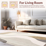 Ultra Soft Area Rug, Non Slip, Stain Resistant, Washable Area Rugs for Living Room, Bedroom, Elegant Abstract Area with Surface Design(Beige)