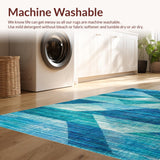 Ultra Soft Area Rug, Non Slip, Stain Resistant, Washable Area Rugs for Living Room, Bedroom, Tidal Waves surfer inspired geometric carpet(Blue)
