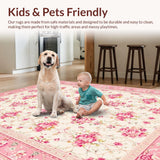 Ultra Soft Area Rug, Non Slip, Stain Resistant, Washable Area Rugs for Living Room, Bedroom, Rustic Soft Pastel Blooms(Ivory)