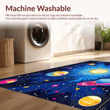 Ultra Soft Area Rug, Non Slip, Stain Resistant, Washable Area Rugs for Living Room, Bedroom, Charming Cosmic Fantasy Illustration(Blue)