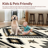 Ultra Soft Area Rug, Non Slip, Stain Resistant, Washable Area Rugs for Living Room, Bedroom, Southwest Spirit Aztec Inspired Geometric Area Native Motif(Beige)