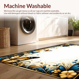 Ultra Soft Area Rug, Non Slip, Stain Resistant, Washable Area Rugs for Living Room, Bedroom, Vibrant Nature-Inspired Print(Gold)