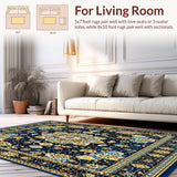 Ultra Soft Area Rug, Non Slip, Stain Resistant, Washable Area Rugs for Living Room, Bedroom, Intricate(Blue)
