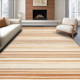 Ultra Soft Area Rug, Non Slip, Stain Resistant, Washable Area Rugs for Living Room, Bedroom, Beige Burnt Orange Linear Chevron Contemporary Farmhouse Design(Orange)