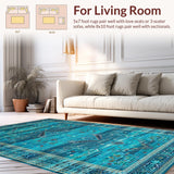 Ultra Soft Area Rug, Non Slip, Stain Resistant, Washable Area Rugs for Living Room, Bedroom, Elegant Nature-Infused Print Design(Blue)