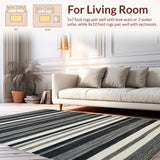 Ultra Soft Area Rug, Non Slip, Stain Resistant, Washable Area Rugs for Living Room, Bedroom, Stylish Black and White Striped Rug:  Modern Geometric Pattern(Black)
