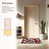 Ultra Soft Area Rug, Non Slip, Stain Resistant, Washable Area Rugs for Living Room, Bedroom, Chic Red and Black Geometry(Black)