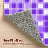 Ultra Soft Area Rug, Non Slip, Stain Resistant, Washable Area Rugs for Living Room, Bedroom, Dynamic Abstract Checkerboard Theme(Purple)