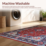 Ultra Soft Area Rug, Non Slip, Stain Resistant, Washable Area Rugs for Living Room, Bedroom, Rustic Red Geometric Charm(Red)