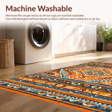 Ultra Soft Area Rug, Non Slip, Stain Resistant, Washable Area Rugs for Living Room, Bedroom, Eclectic Colorful Geometric Motif(Orange)