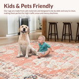 Ultra Soft Area Rug, Non Slip, Stain Resistant, Washable Area Rugs for Living Room, Bedroom, Whimsical Peach Blossom Style(Orange)