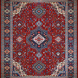 Ultra Soft Area Rug, Non Slip, Stain Resistant, Washable Area Rugs for Living Room, Bedroom, Rustic Distressed Geometric Motif(Red)