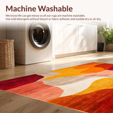 Ultra Soft Area Rug, Non Slip, Stain Resistant, Washable Area Rugs for Living Room, Bedroom, Vibrant Abstract Art(Orange)