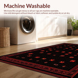 Ultra Soft Area Rug, Non Slip, Stain Resistant, Washable Area Rugs for Living Room, Bedroom, Sleek Symmetrical Geometric Motif(Black)