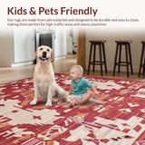 Ultra Soft Area Rug, Non Slip, Stain Resistant, Washable Area Rugs for Living Room, Bedroom, Rustic Puce Red Artful Flourish(Red)