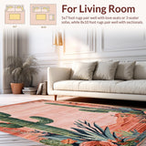 Ultra Soft Area Rug, Non Slip, Stain Resistant, Washable Area Rugs for Living Room, Bedroom, Rustic Southwest Floral Delight(Pink)