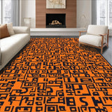 Ultra Soft Area Rug, Non Slip, Stain Resistant, Washable Area Rugs for Living Room, Bedroom, Witty Monochrome Text Design(Orange)