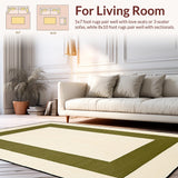 Ultra Soft Area Rug, Non Slip, Stain Resistant, Washable Area Rugs for Living Room, Bedroom, Rustic Geometric Olive Hues(Beige)