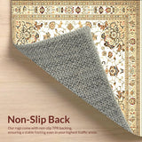 Ultra Soft Area Rug, Non Slip, Stain Resistant, Washable Area Rugs for Living Room, Bedroom, Boho Medallion Area Showcasing Ornate Centerpiece and Muted Earth Palette(Beige)