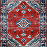 Ultra Soft Area Rug, Non Slip, Stain Resistant, Washable Area Rugs for Living Room, Bedroom, Rustic Crimson Medallion Elegance(Red)