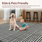 Ultra Soft Area Rug, Non Slip, Stain Resistant, Washable Area Rugs for Living Room, Bedroom, KaHouen Accent Stripe Carpet(Black)