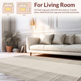 Ultra Soft Area Rug, Non Slip, Stain Resistant, Washable Area Rugs for Living Room, Bedroom, Trendy Urban Symmetrical Design(Beige)
