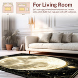 Ultra Soft Area Rug, Non Slip, Stain Resistant, Washable Area Rugs for Living Room, Bedroom, Sophisticated Minimalist Linear Shapes(Gold)