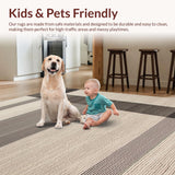 Ultra Soft Area Rug, Non Slip, Stain Resistant, Washable Area Rugs for Living Room, Bedroom, Artful Rustic Streaked Composition(Beige)