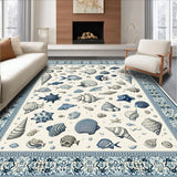 Ultra Soft Area Rug, Non Slip, Stain Resistant, Washable Area Rugs for Living Room, Bedroom, Ocean Inspired Hallway Stain-Resistant Area Rug(Blue)