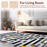 Ultra Soft Area Rug, Non Slip, Stain Resistant, Washable Area Rugs for Living Room, Bedroom, Elegant Neutral Geometric Arrangement(Gray)