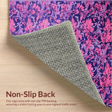 Ultra Soft Area Rug, Non Slip, Stain Resistant, Washable Area Rugs for Living Room, Bedroom, Whimsical Earth Tone Floral Accents(Purple)
