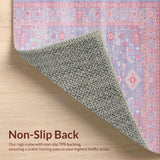 Ultra Soft Area Rug, Non Slip, Stain Resistant, Washable Area Rugs for Living Room, Bedroom, Timeless Distressed Linear Patterns(Purple)
