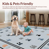 Ultra Soft Area Rug, Non Slip, Stain Resistant, Washable Area Rugs for Living Room, Bedroom, Rustic Warm Toned Print Variation(Gray)