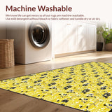 Ultra Soft Area Rug, Non Slip, Stain Resistant, Washable Area Rugs for Living Room, Bedroom, Sophisticated Yellow Petal Composition(Yellow)