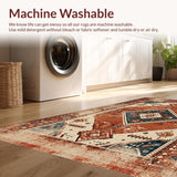 Ultra Soft Area Rug, Non Slip, Stain Resistant, Washable Area Rugs for Living Room, Bedroom, Warm Rust Geometric Artistry(Brown)