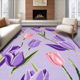 Ultra Soft Area Rug, Non Slip, Stain Resistant, Washable Area Rugs for Living Room, Bedroom, Vibrant Rustic Floral Patterns Collection(Purple)