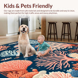 Ultra Soft Area Rug, Non Slip, Stain Resistant, Washable Area Rugs for Living Room, Bedroom, Rustic Navy Diamond Arrangement(Blue)