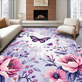 Ultra Soft Area Rug, Non Slip, Stain Resistant, Washable Area Rugs for Living Room, Bedroom, Vibrant Springtime Nature Embrace(Purple)