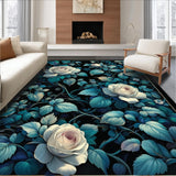 Chic Black Floral Fusion(Blue)