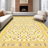 Ultra Soft Area Rug, Non Slip, Stain Resistant, Washable Area Rugs for Living Room, Bedroom, Intricate Floral Mosaic Design(Yellow)