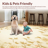 Ultra Soft Area Rug, Non Slip, Stain Resistant, Washable Area Rugs for Living Room, Bedroom, Graceful Botanical Motif with Subtle Beige Tones(Beige)